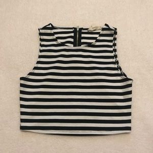 Black and white striped crop top